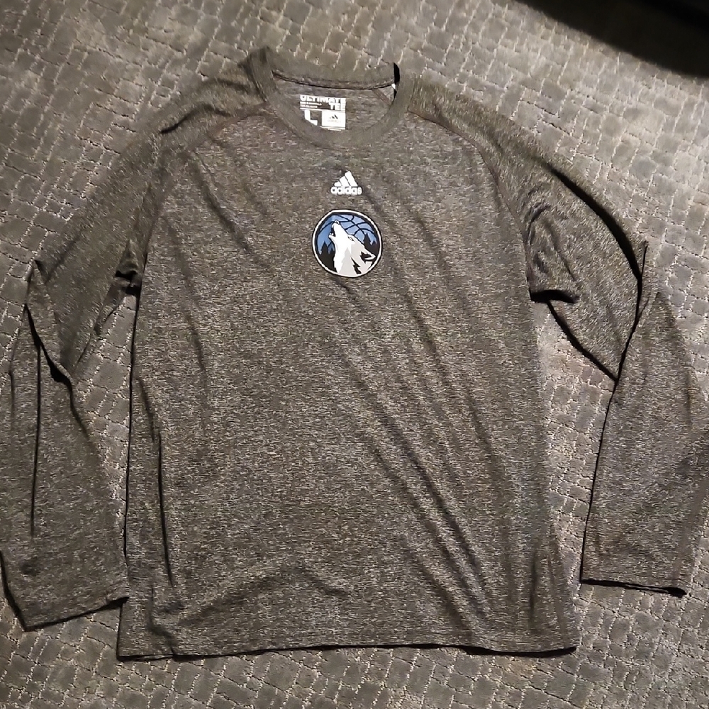 Minnesota Timberwolves Adidas Gray Long Sleeve Tee